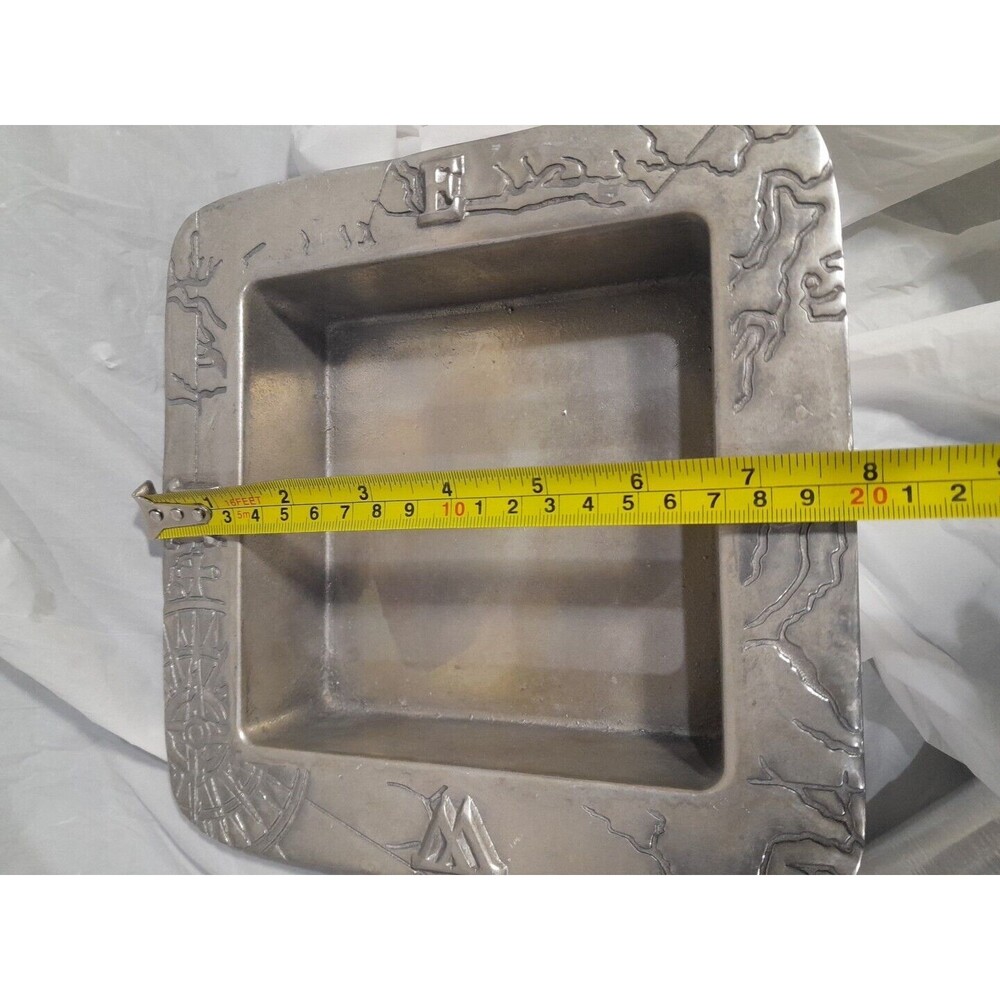Vintage Salisbury Pewter Compass Dish, Square, Map 8 Inch, HTF - Picture 5 of 10